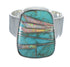 Genuine Sterling Silver Southwestern Turquoise And Opal Inlay Jewelry Ring Size 8-1/2 AX83355